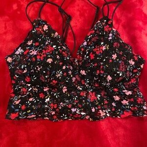 Victoria's Secret Black Floral Lace Crop Top